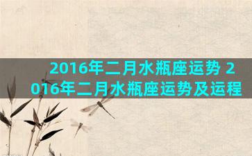 2016年二月水瓶座运势 2016年二月水瓶座运势及运程